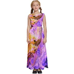 Conceptual Abstract Painting Acrylic Kids  Satin Sleeveless Maxi Dress by Ravend