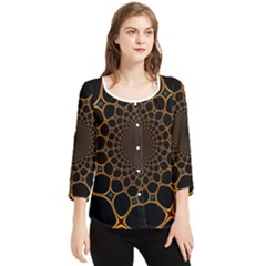 Fractal Abstract Web Art Digital Chiffon Quarter Sleeve Blouse