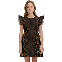 Fractal Abstract Web Art Digital Kids  Winged Sleeve Dress