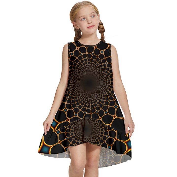 Fractal Abstract Web Art Digital Kids  Frill Swing Dress