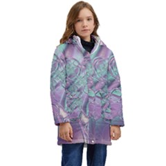 Illustration Fractal Pattern Modern Art Digital Kid s Hooded Longline Puffer Jacket by Ravend