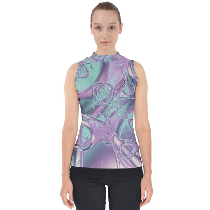 Illustration Fractal Pattern Modern art Digital Mock Neck Shell Top