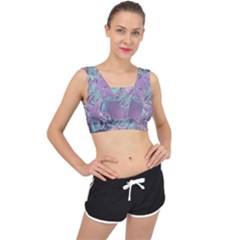 Illustration Fractal Pattern Modern Art Digital V-back Sports Bra by Ravend