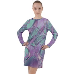 Illustration Fractal Pattern Modern Art Digital Long Sleeve Hoodie Dress