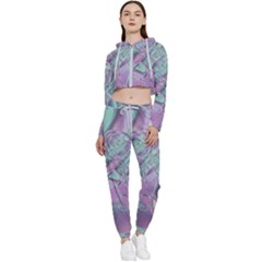 Illustration Fractal Pattern Modern Art Digital Cropped Zip Up Lounge Set by Ravend