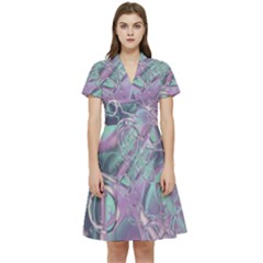 Illustration Fractal Pattern Modern Art Digital Short Sleeve Waist Detail Dress by Ravend