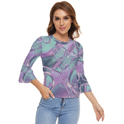 Illustration Fractal Pattern Modern Art Digital Bell Sleeve Top by Ravend