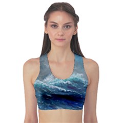 Waves Sea Sky Wave Sports Bra by Ravend