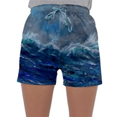 Waves Sea Sky Wave Sleepwear Shorts by Ravend