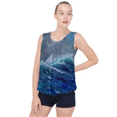 Waves Sea Sky Wave Bubble Hem Chiffon Tank Top by Ravend