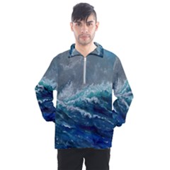 Waves Sea Sky Wave Men s Half Zip Pullover by Ravend