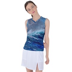 Waves Sea Sky Wave Women s Sleeveless Sports Top by Ravend