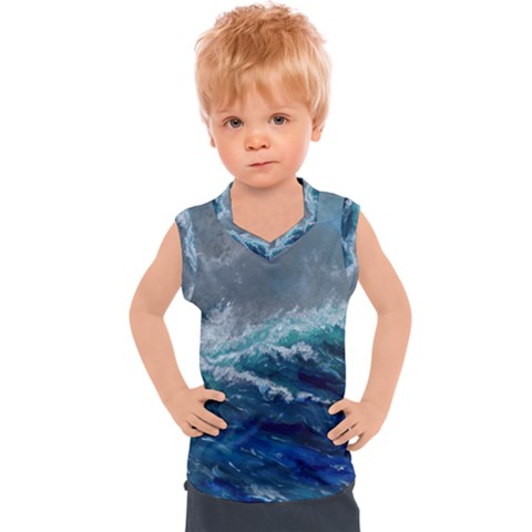 Waves Sea Sky Wave Kids  Sport Tank Top by Ravend