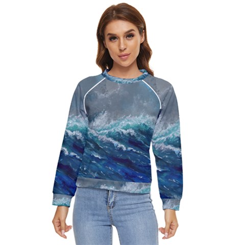 Waves Sea Sky Wave Women s Long Sleeve Raglan Tee by Ravend