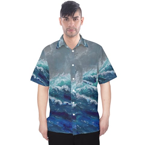 Waves Sea Sky Wave Men s Hawaii Shirt by Ravend