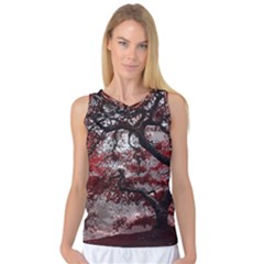 Tree Red Nature Abstract Mood Women s Basketball Tank Top by Ravend