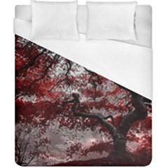 Tree Red Nature Abstract Mood Duvet Cover (california King Size) by Ravend