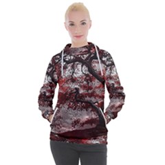 Tree Red Nature Abstract Mood Women s Hooded Pullover by Ravend