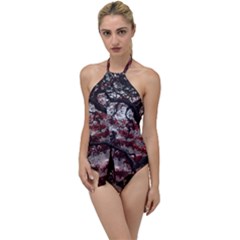 Tree Red Nature Abstract Mood Go With The Flow One Piece Swimsuit by Ravend