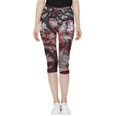 Tree Red Nature Abstract Mood Inside Out Lightweight Velour Capri Leggings  by Ravend