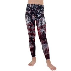 Tree Red Nature Abstract Mood Kids  Lightweight Velour Leggings by Ravend