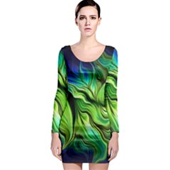 Fractal Art Pattern Abstract Long Sleeve Bodycon Dress by Ravend