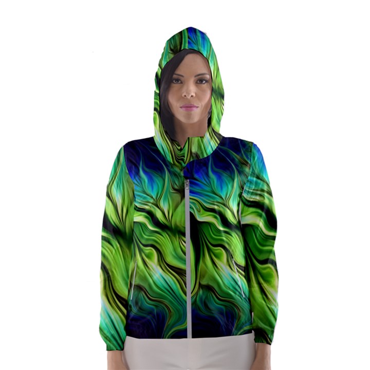 Fractal Art Pattern Abstract Women s Hooded Windbreaker