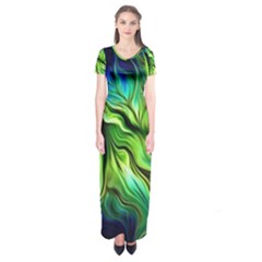 Fractal Art Pattern Abstract Short Sleeve Maxi Dress by Ravend