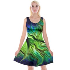 Fractal Art Pattern Abstract Reversible Velvet Sleeveless Dress