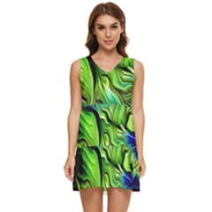 Fractal Art Pattern Abstract Tiered Sleeveless Mini Dress by Ravend