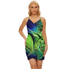 Fractal Art Pattern Abstract Wrap Tie Front Dress by Ravend