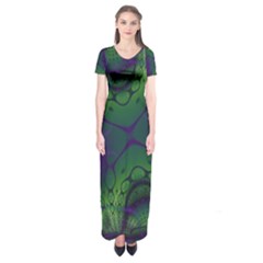 Abstract Fractal Art Pattern Short Sleeve Maxi Dress by Ravend