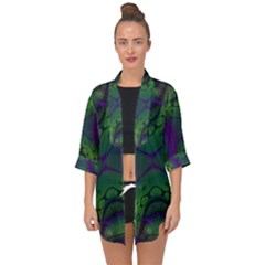 Abstract Fractal Art Pattern Open Front Chiffon Kimono by Ravend