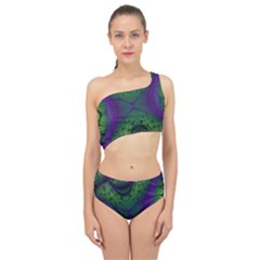 Abstract Fractal Art Pattern Spliced Up Two Piece Swimsuit