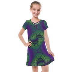 Abstract Fractal Art Pattern Kids  Cross Web Dress by Ravend