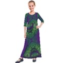 Abstract Fractal Art Pattern Kids  Quarter Sleeve Maxi Dress View1