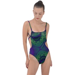 Abstract Fractal Art Pattern Tie Strap One Piece Swimsuit by Ravend