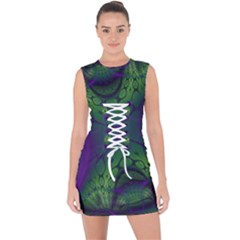 Abstract Fractal Art Pattern Lace Up Front Bodycon Dress by Ravend