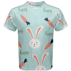 Bunny Carrot Pattern Background Men s Cotton Tee by Wegoenart