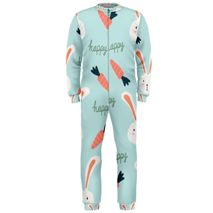 Bunny Carrot Pattern Background OnePiece Jumpsuit (Men)