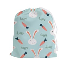 Bunny Carrot Pattern Background Drawstring Pouch (2xl) by Wegoenart