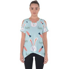 Bunny Carrot Pattern Background Cut Out Side Drop Tee by Wegoenart