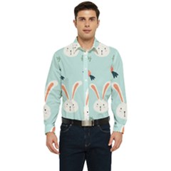 Bunny Carrot Pattern Background Men s Long Sleeve  Shirt by Wegoenart