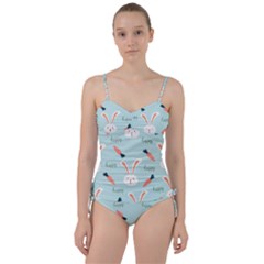 Bunny Carrot Pattern Background Sweetheart Tankini Set by Wegoenart