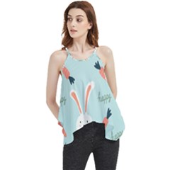 Bunny Carrot Pattern Background Flowy Camisole Tank Top by Wegoenart