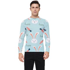 Bunny Carrot Pattern Background Men s Long Sleeve Rash Guard by Wegoenart