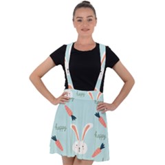 Bunny Carrot Pattern Background Velvet Suspender Skater Skirt