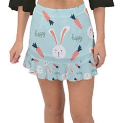 Bunny Carrot Pattern Background Fishtail Mini Chiffon Skirt by Wegoenart