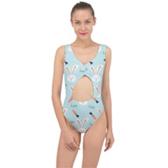 Bunny Carrot Pattern Background Center Cut Out Swimsuit by Wegoenart