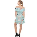 Bunny Carrot Pattern Background Off Shoulder Chiffon Dress View2